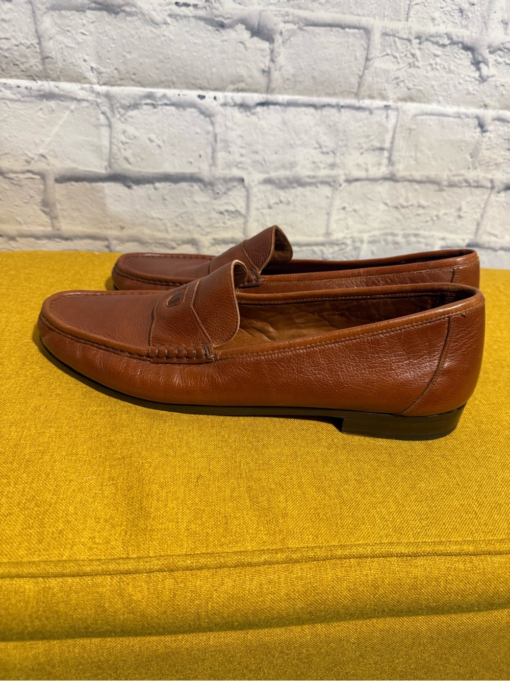 Bruno Magli Taranto Brown Leather Penny Loafers Made in Italy Men’s 14 Narrow